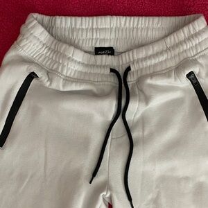 Rue21 White Joggers with Black Zippers